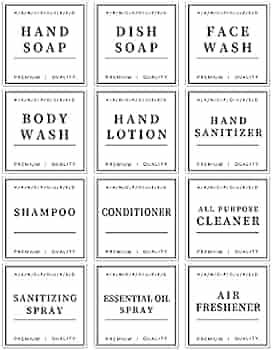 12 PCS Waterproof Soap Labels for Glass/Plastic Bottles, Farmhouse Bathroom/Kitchen Hand Soap Dis... | Amazon (US)