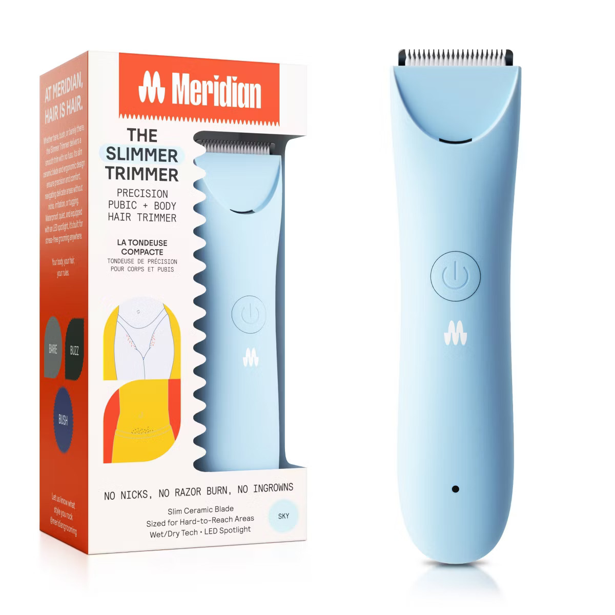 Meridian Slimmer Trimmer, Precision Pubic & Body Hair Trimmer for Women and Men - Sky Blue | Target