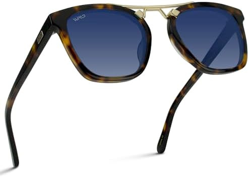 WMP Eyewear - Women's Oversized Polarized Sunglasses: Square Vintage Style with Metal Double-Bar ... | Amazon (US)