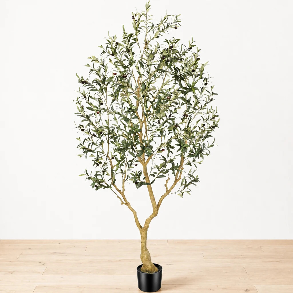 Artificial Faux Olive Tree with Fruits in Decorative Pot, Large Indoor Tree for Living Room, Office Decor | Wayfair North America