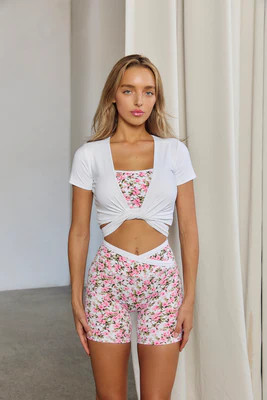 Astoria LIVE LUXE Wrap Quarter-Sleeve Crop - White | astoria activewear