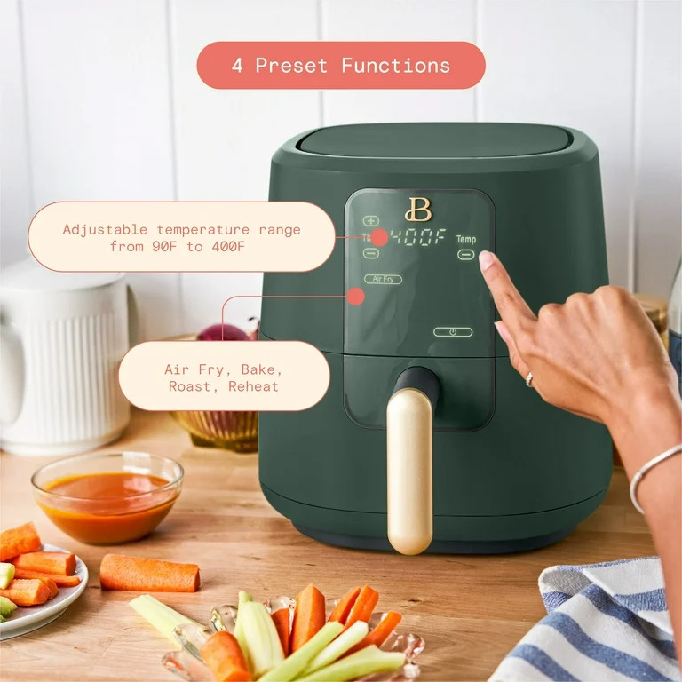Beautiful 3 Qt Air Fryer with TurboCrisp Technology, Limited Edition Thyme Green by Drew Barrymor... | Walmart (US)