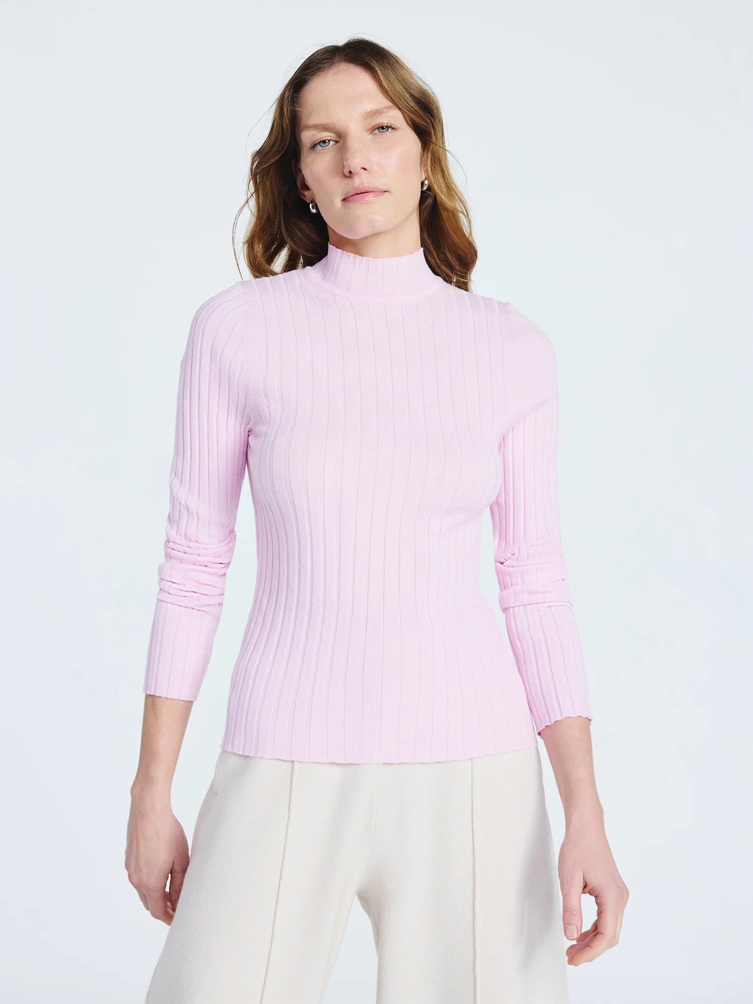Scoop Women's Ribbed Mockneck Sweater, Lightweight, Sizes XS-XXL | Walmart (US)