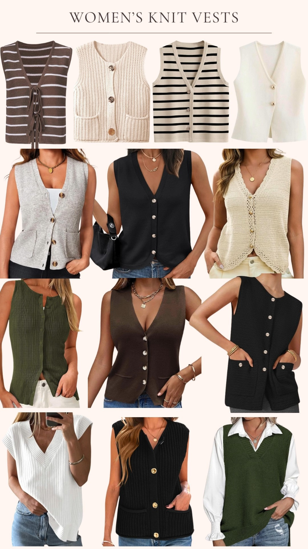  

 Sweater vests are perfect for going from summer to fall. I wear a long sleeve tee under mine when the weather gets colder. These knit vests are the perfect layering piece  

#LTKFindsUnder50 #LTKOver40