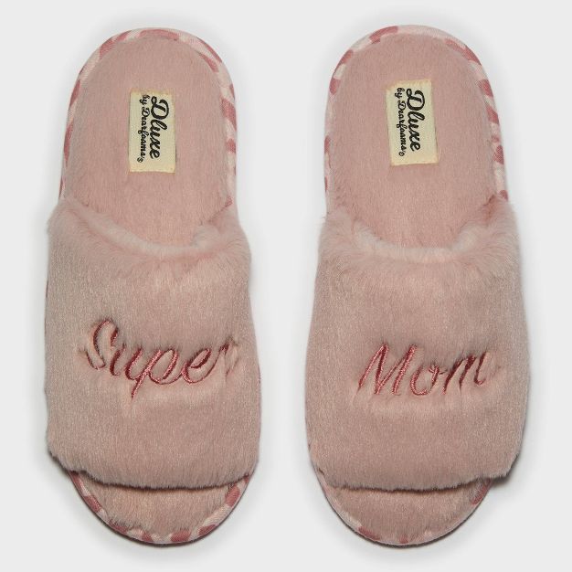 Women's dluxe by dearfoams Super Mom Fur Slide Slippers - Pink | Target