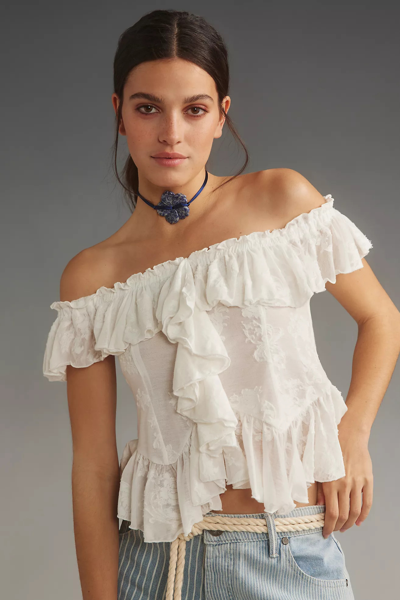 By Anthropologie Off-The-Shoulder Ruffled Top | Anthropologie (UK)