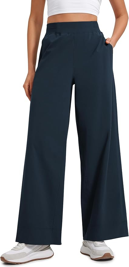 CRZ YOGA Stretch Wide Leg Casual Pants for Women 30" High Waisted Dress Work Water Resistant Trav... | Amazon (US)