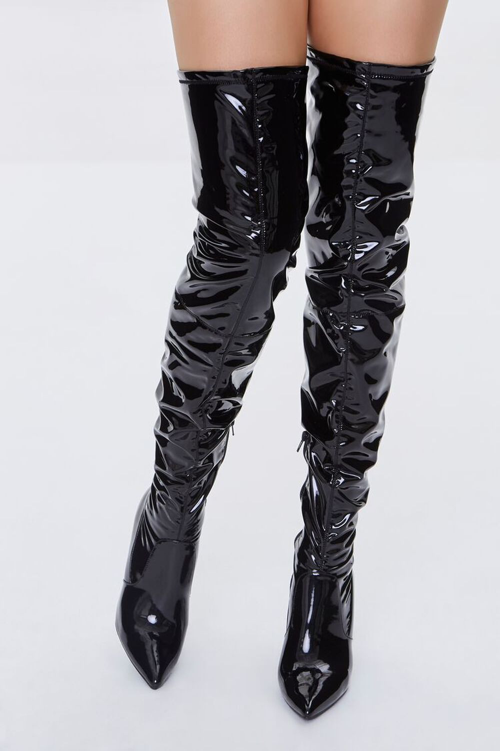 Faux Patent Leather Thigh-High Boots | Forever 21 (US)
