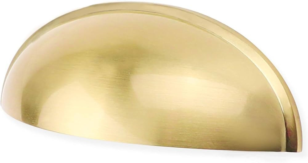 10 Pack Light Brass Bin Cup Pulls Light Brushed Gold Cabinet Pulls - LS0313BB76 Gold Cup Drawer/D... | Amazon (US)