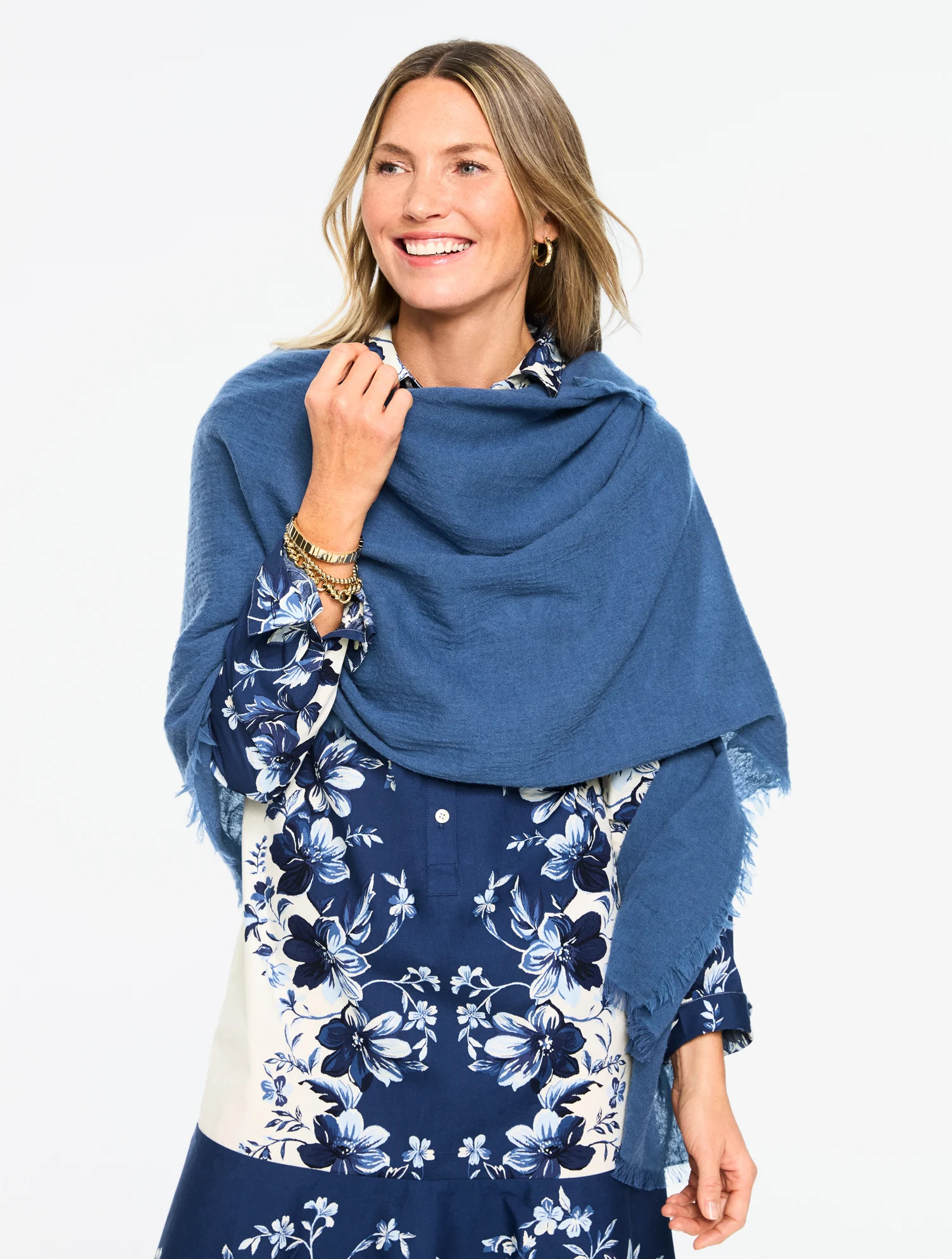 Fringe Wrap - Navy Blue Dusk - 001 Talbots | Talbots