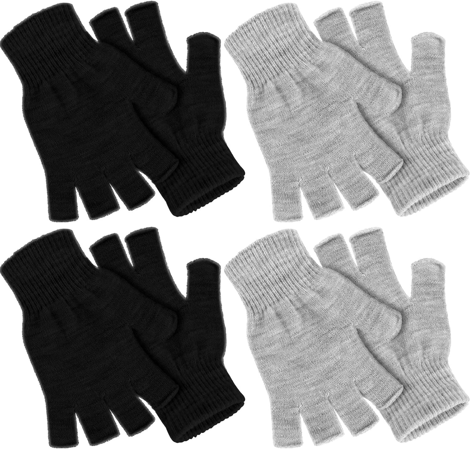SATINIOR 4 Pairs Winter Half Finger Gloves Knitted Fingerless Mittens Warm Stretchy Gloves for Me... | Amazon (US)