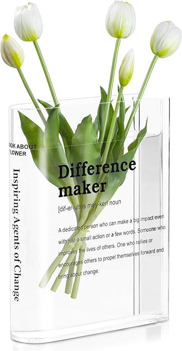 Clear Acrylic Book Vase for Flowers, Transparent Flower Vase for Home Decor, Simplicity Bookshelf... | Amazon (US)