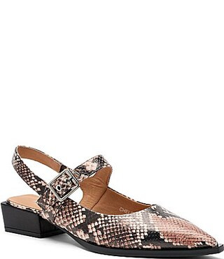 Marc Nolan Women's Chelsea Snake Print Leather Slingback Pointed Toe Block Heel Pumps - 5 | Dillard's
