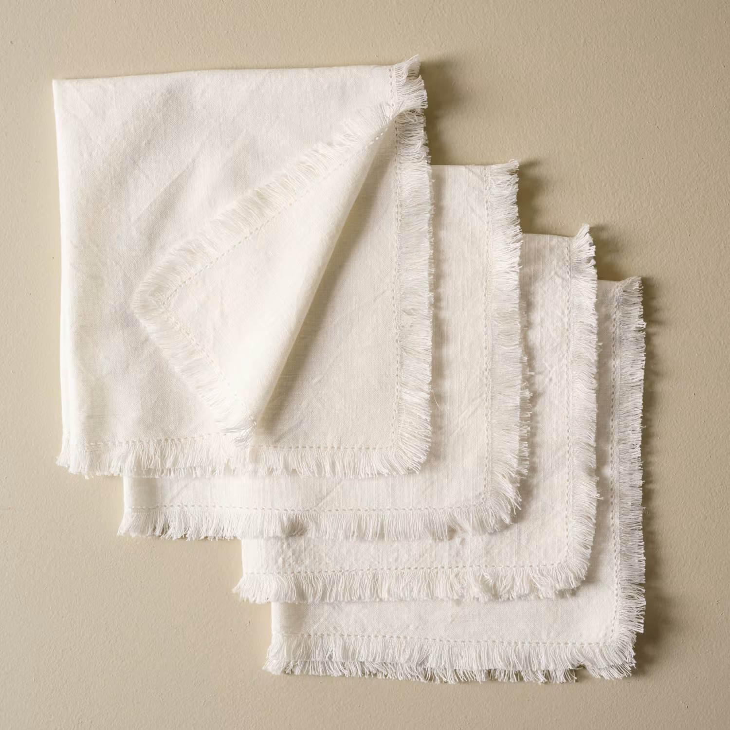 White Fringe Hem Napkin Set of Four | Magnolia