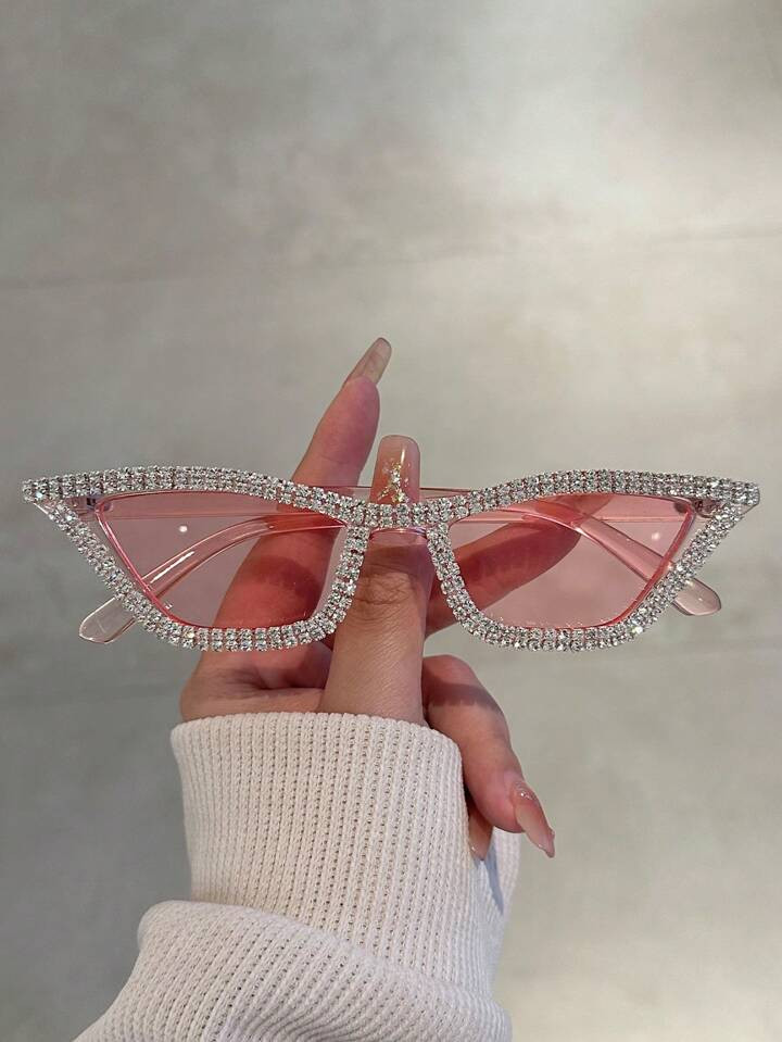 1pc Rhinestone Decor Cat Eye Fashion Glasses For Decoration | SHEIN