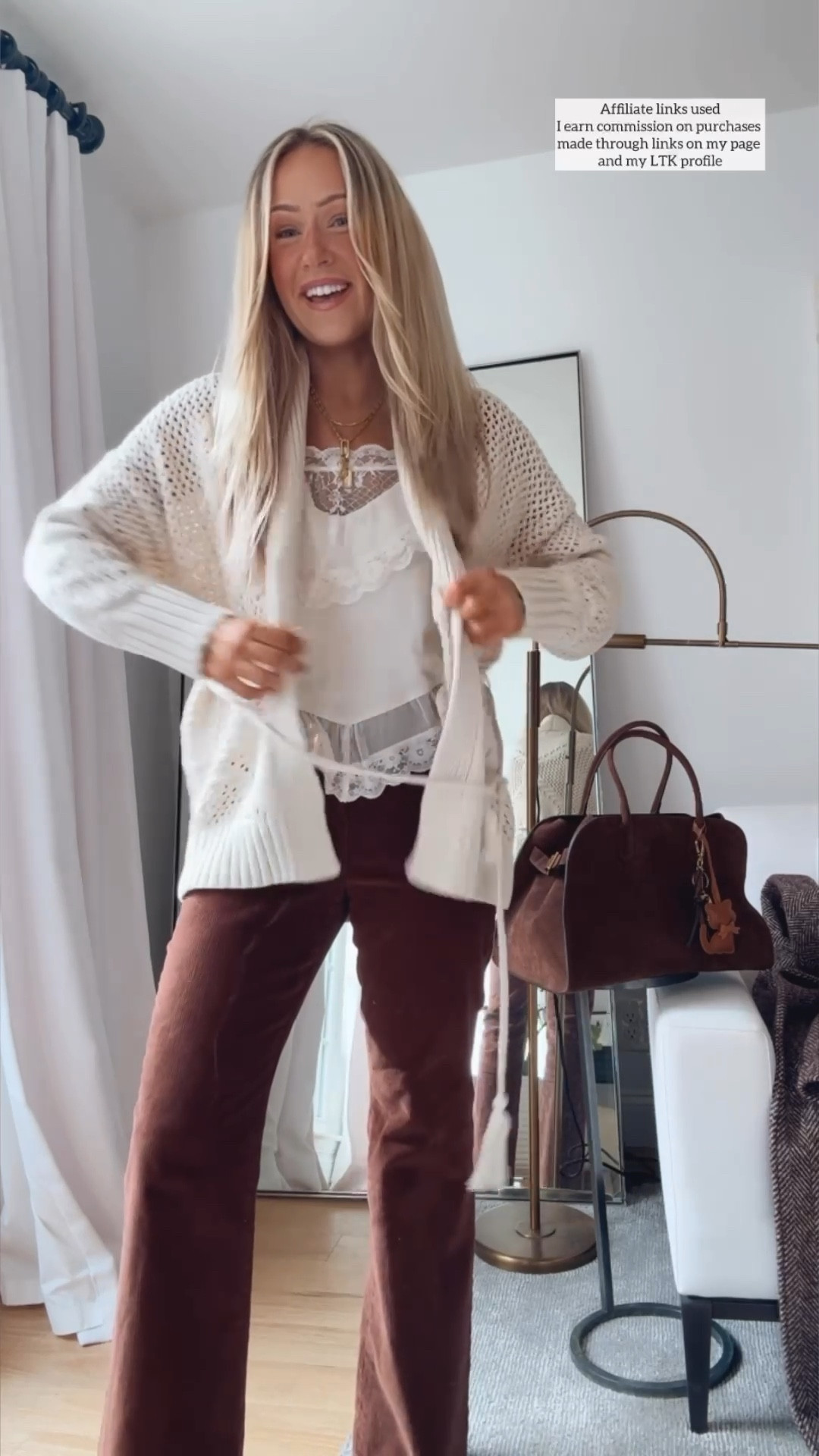 Brown corduroy pants outfit

Abercrombie cardigan sweater
Cream lace top
Fall fashion for everyday 