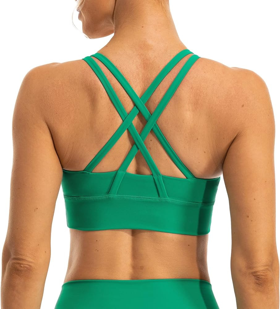 Lavento Women's Strappy Sports Bra Medium Support Workout Training Top | Amazon (US)