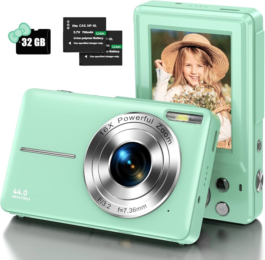 Digital Camera, Kids Camera with 32GB Card FHD 1080P 44MP Vlogging Camera with LCD Screen 16X Zoo... | Amazon (US)