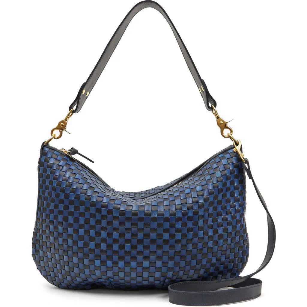 Clare V. Moyen Messenger Bag in Dark Blue Woven Checker at Nordstrom | Nordstrom