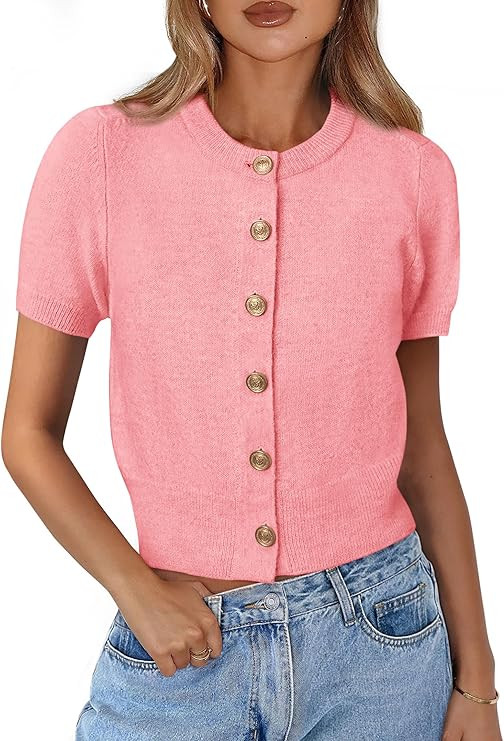 PRETTYGARDEN Womens Casual Summer Short Sleeve Cardigans 2026 Button Down Knitted Sweater Basic C... | Amazon (US)