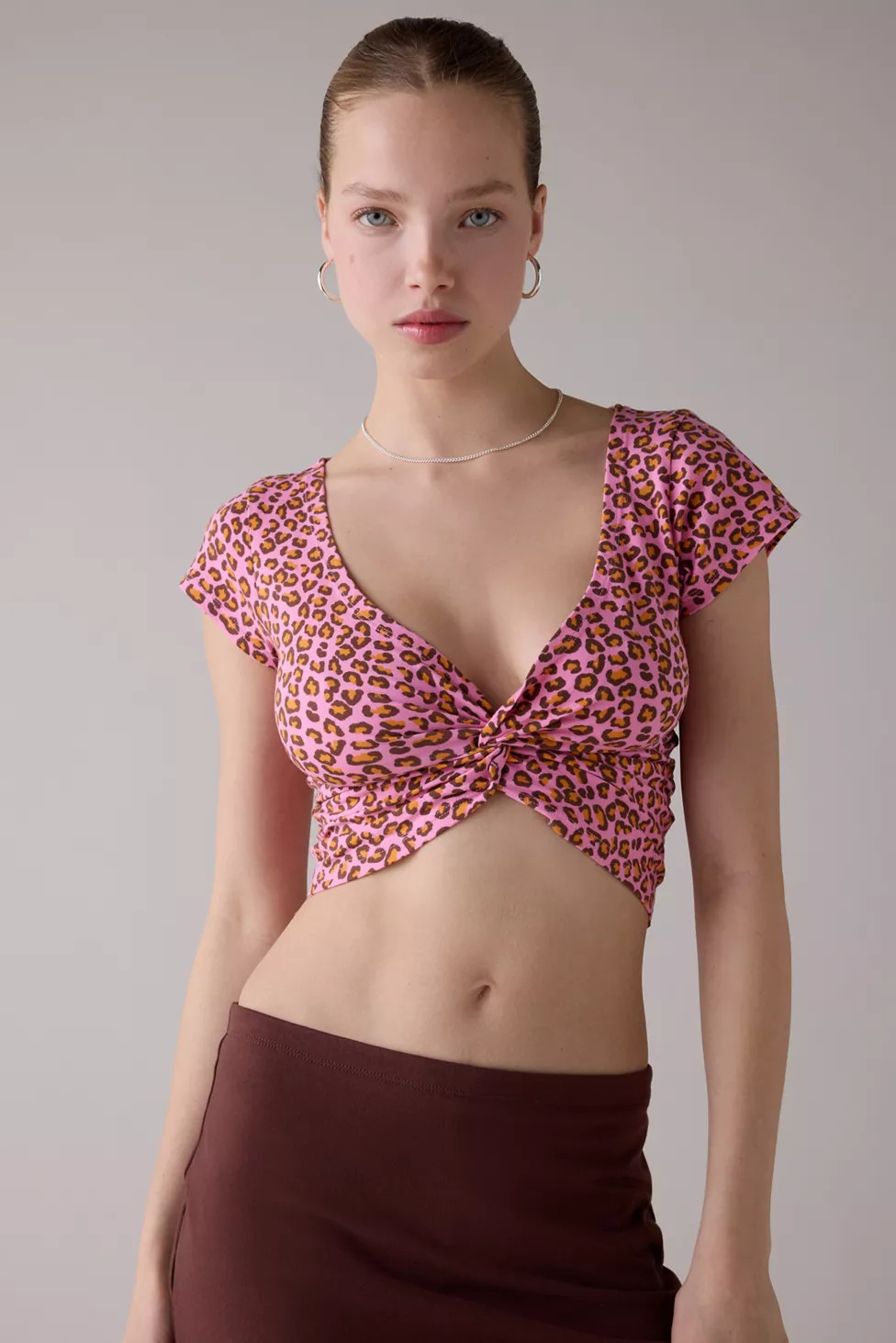 Out From Under Bec Twist-Front Cotton Cropped Tee | Urban Outfitters (US and RoW)