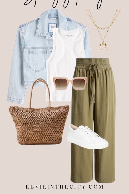 Spring outfit, vacation outfit
I have Al these items except sunglasses
Denim jacket I have small(I looove) tts
Olive pants I have XS if b/w sizes size up
Tank top(great basic top) I have small tts
White Sneakers tts
Straw bag

#LTKSale #LTKunder100 #LTKSeasonal