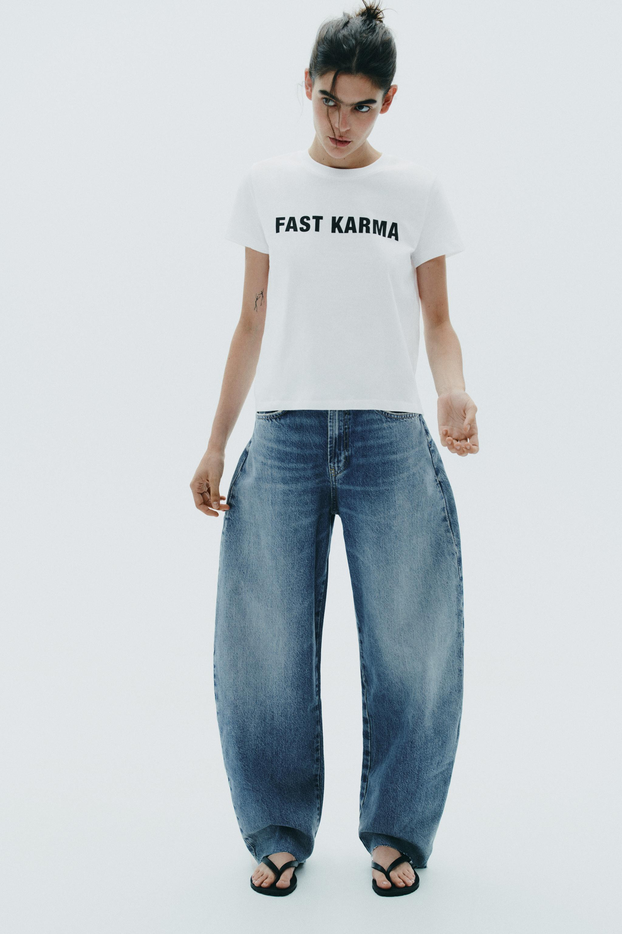 TRF BAGGY BALLOON MID-WAIST JEANS | Zara US