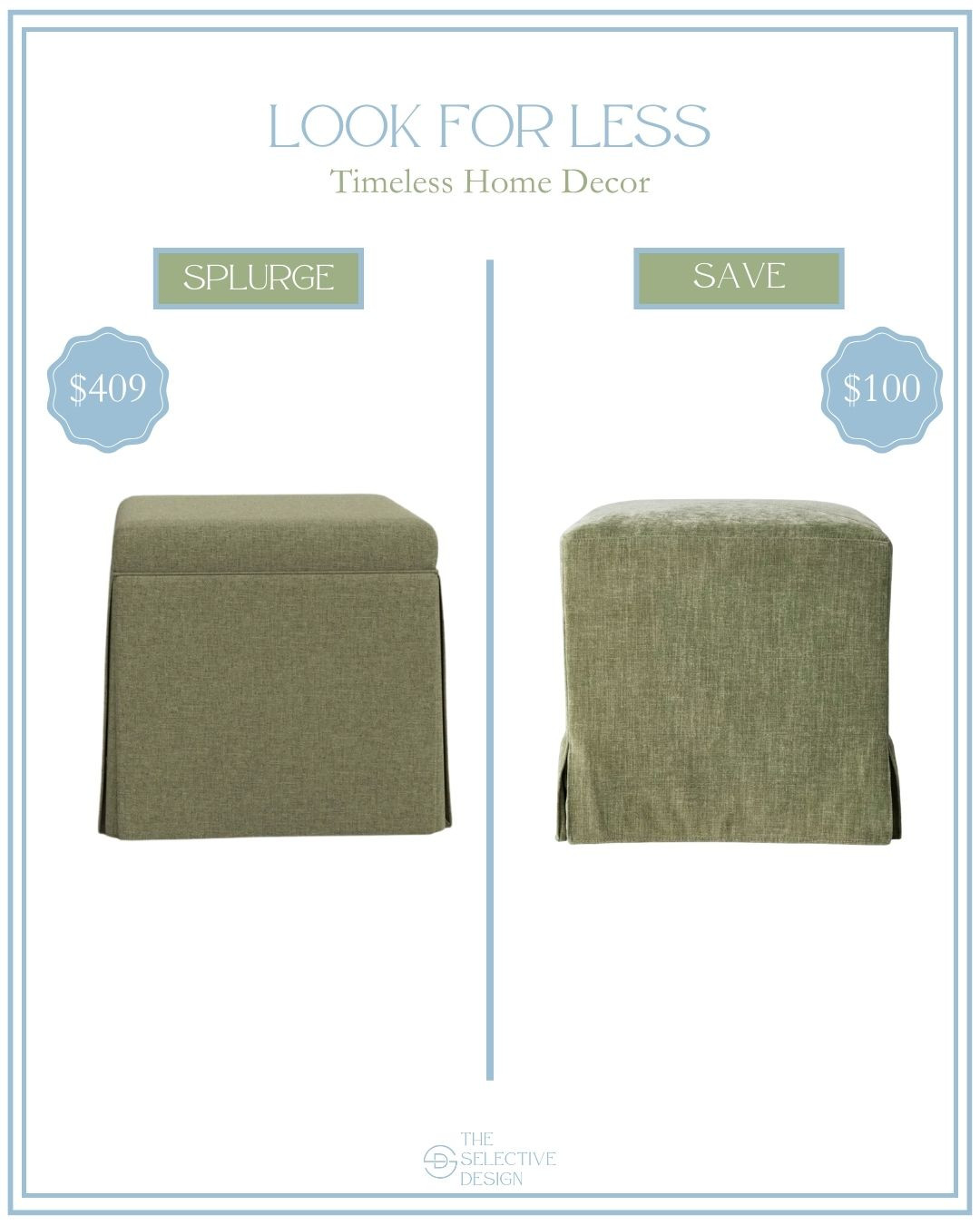 Upholstered Ottoman look for less 👏🏼 

Home decor designer dupe, home decor dupe, home decor look for less, splurge or save, look for less, timeless affordable home decor, spot the dupe, Grandmillennial home decor, southern traditional home decor, timeless home decor, affordable ottoman, green ottoman stool, upholstered ottoman cube, preppy home decor, classic home decor, target home decor 

 #LTKHome #LTKSaleAlert #LTKFindsUnder100