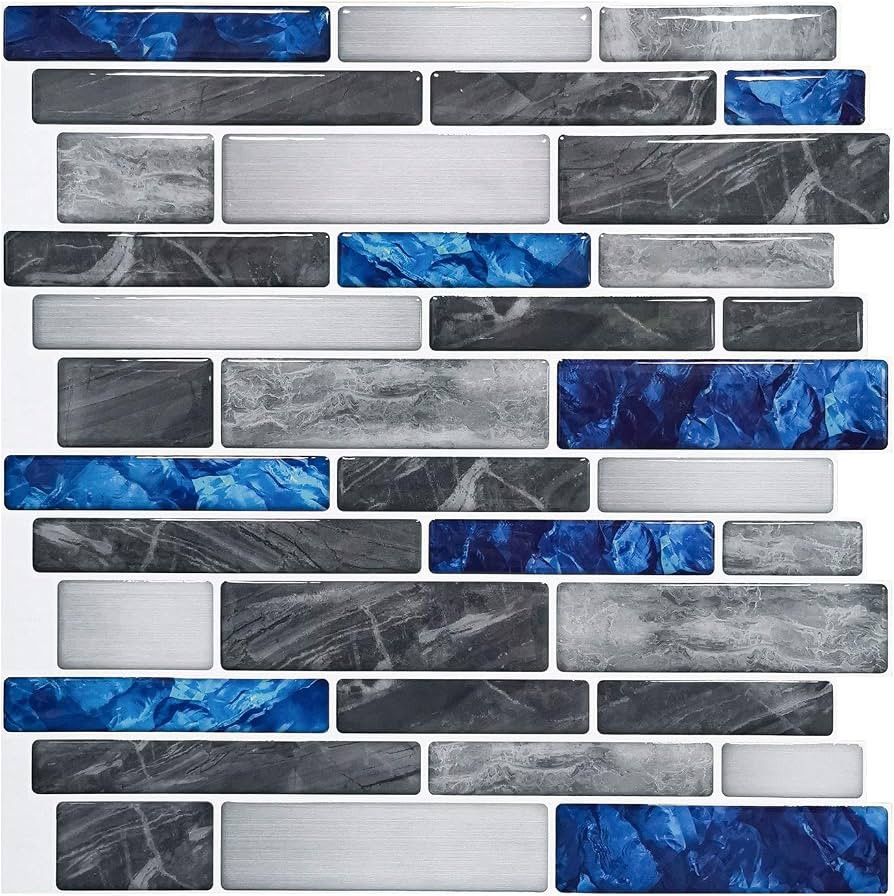 Art3d Marble Tile Peel and Stick Backsplash, 10-Pack, 12 x 12 Inch, Blue | Amazon (US)