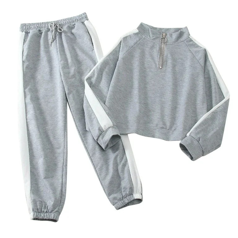 Women's Sweatsuits 2 Piece Outfits Long Sleeve Half Zip Pullover and Baggy Sweatpants with Pocket... | Walmart (US)