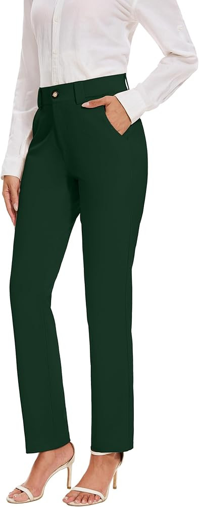 Women's Dress Pants Business Straight Leg Stretch Slacks Wear to Work 2026 Casual Office Suitpant... | Amazon (US)
