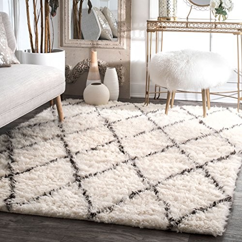 nuLOOM Handmade Moroccan Trellis Wool Shag Rug, 5 Feet by 7 Feet | Amazon (US)