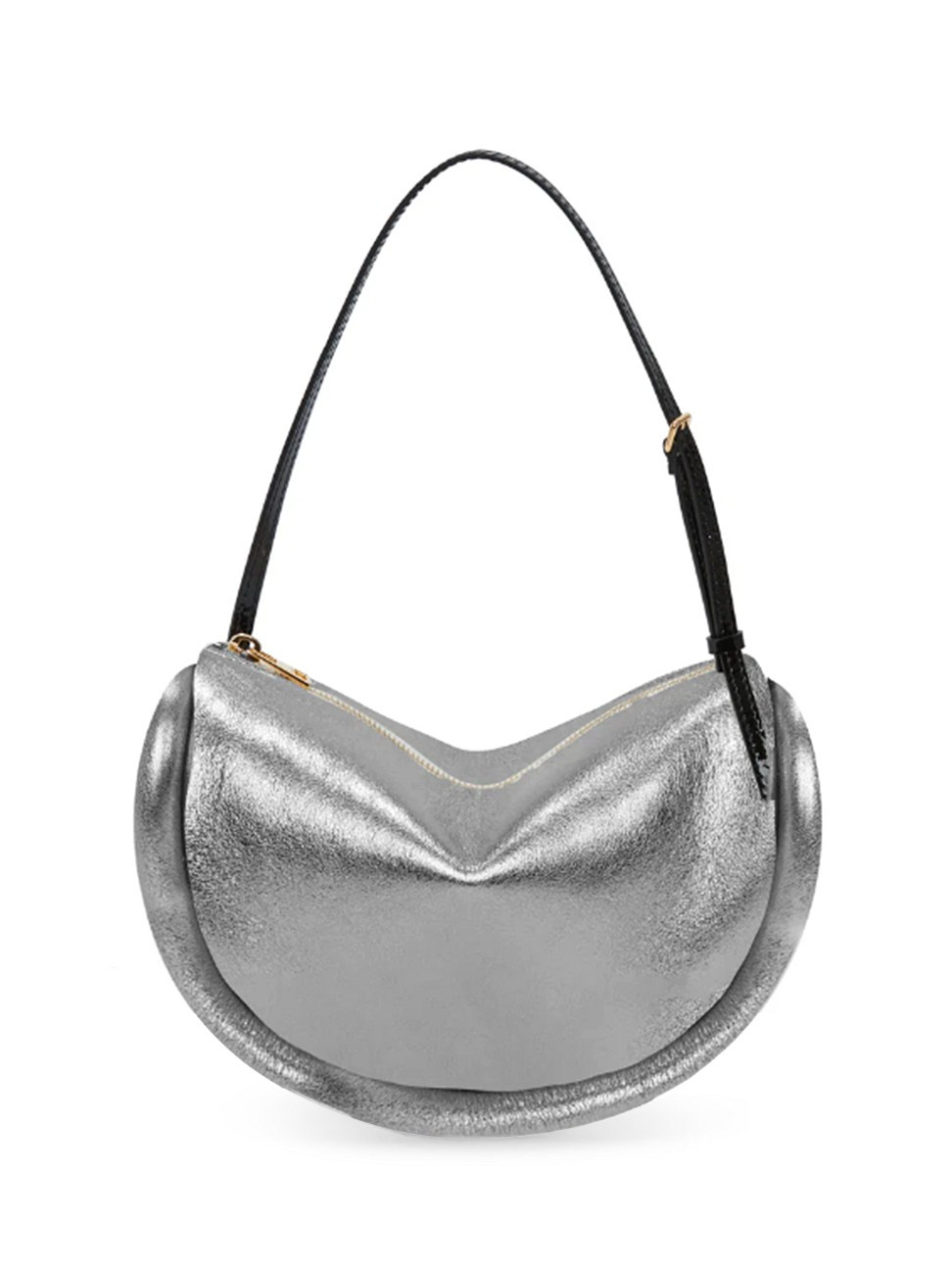 Women's The Bumper Moon Metallic Leather Shoulder Bag - Silver | Saks Fifth Avenue