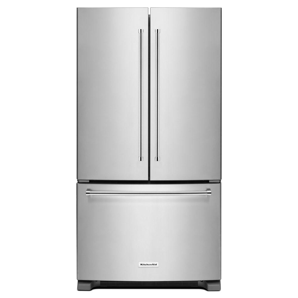 KitchenAid 20 cu. ft. French Door Refrigerator in Stainless Steel, Counter Depth-KRFC300ESS - The... | The Home Depot