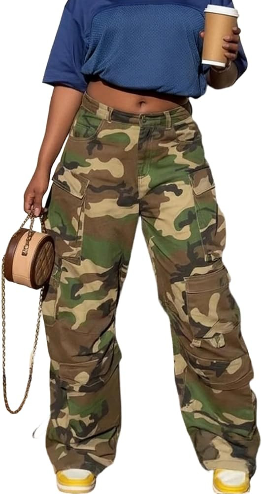 Voghtic Baggy Cargo Jeans for Women y2k Denim Pants with Pockets Streetwear | Amazon (US)