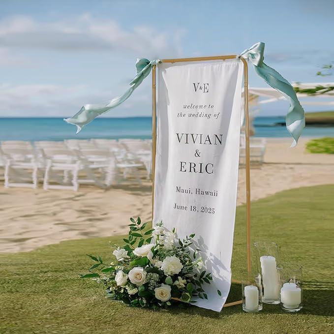 Sign holder, Adjustable Wedding Sign Holder, Welcome Sign Stand With Leather Sign Hanging Straps,... | Amazon (US)