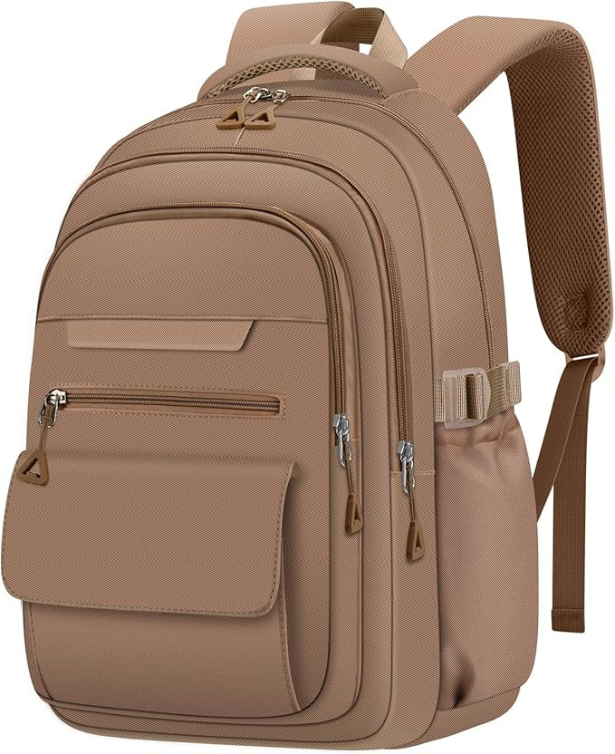 Cute Backpack for School Teen Girls Khaki Bookbag Aesthetic Womens Travel Book Bags for School Ki... | Amazon (US)