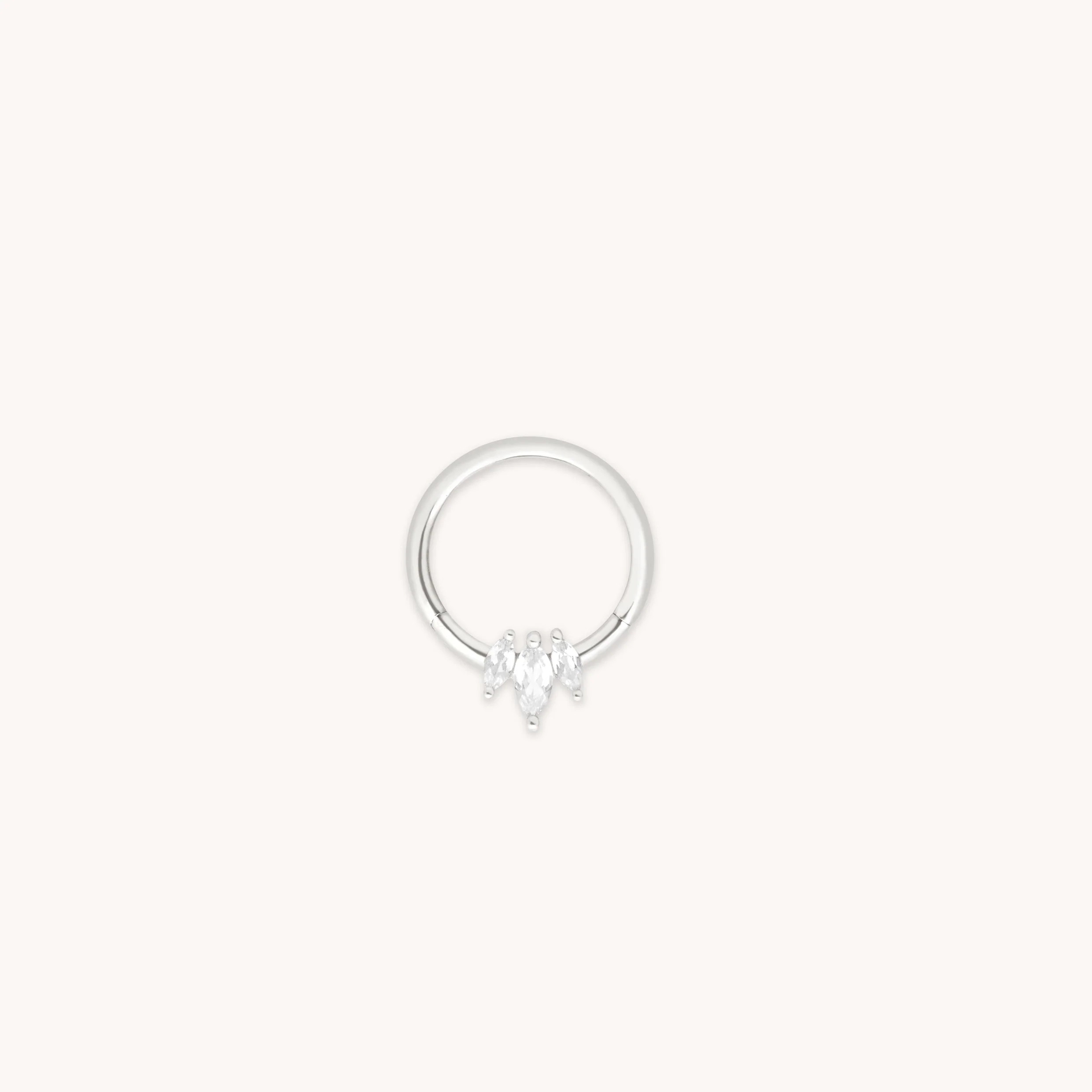 Topaz Marquise Fan Daith Hoop in Solid White Gold | Astrid & Miyu | Astrid & Miyu US