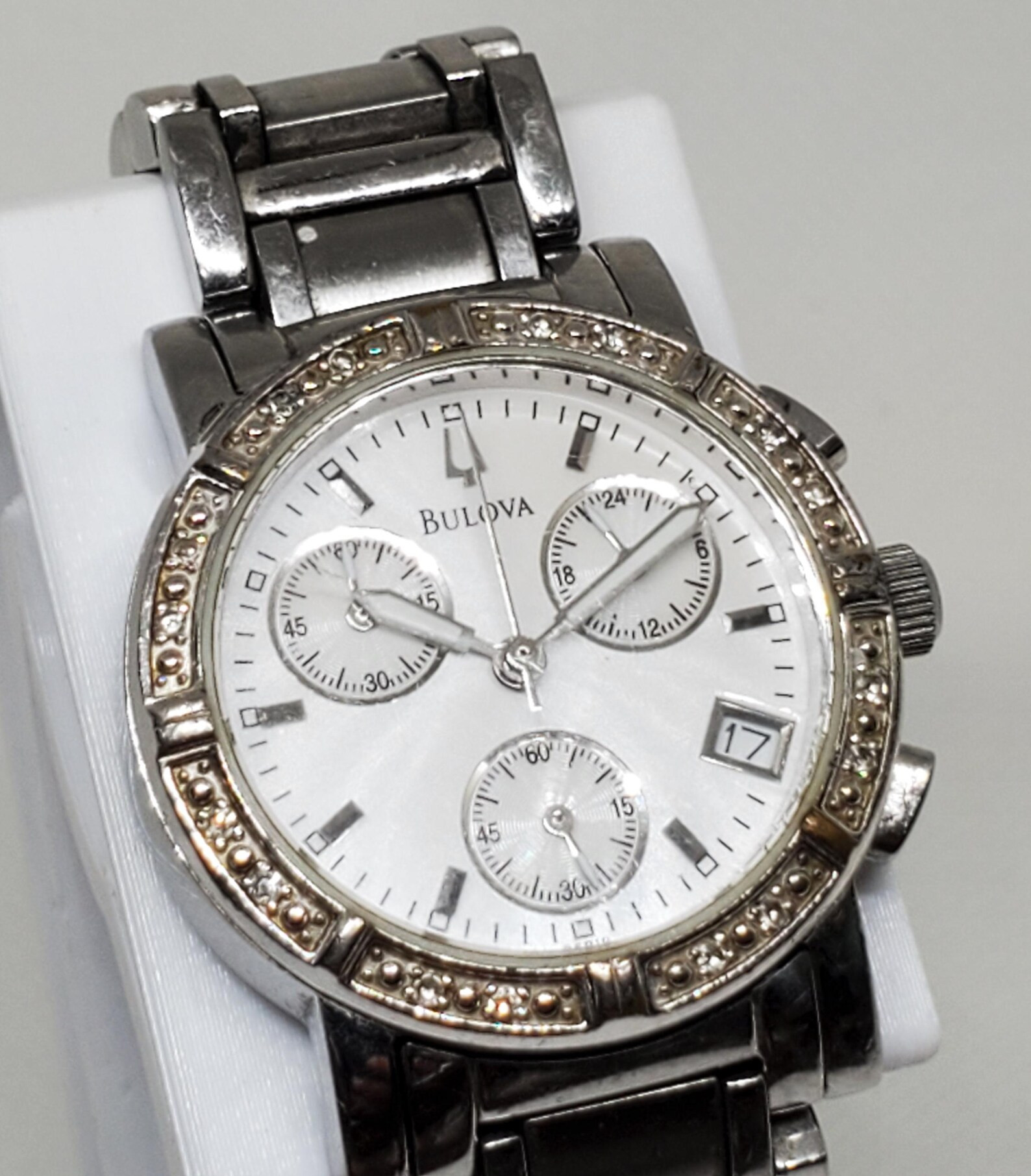 Bulova Ladies Chronograph Watch With Diamonds, 1990s - Vintage Collection - - Etsy | Etsy (US)