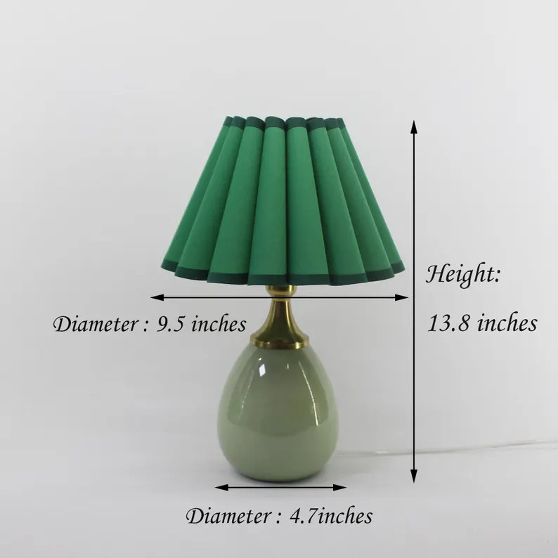 Handmade Green Fabric Lamp with Ceramic Base for home decor- 18# | Etsy (Global)