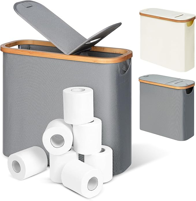 efluky Toilet Paper Storage and Holder 2 in 1, Toilet Paper Storage with Lid for Bathroom 28L, Fr... | Amazon (US)