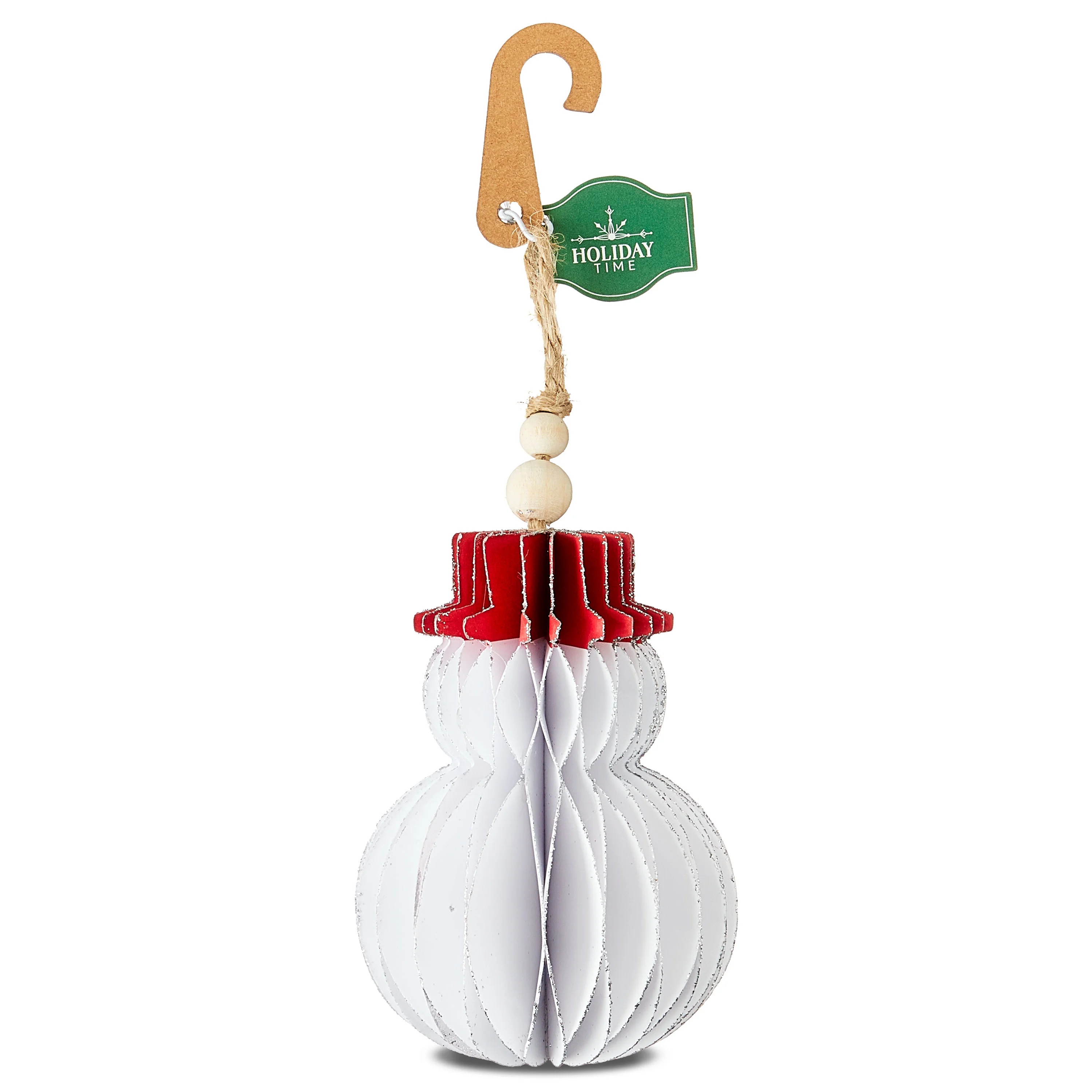 White Glitter Paper Snowman Christmas Ornament, 5", by Holiday Time - Walmart.com | Walmart (US)