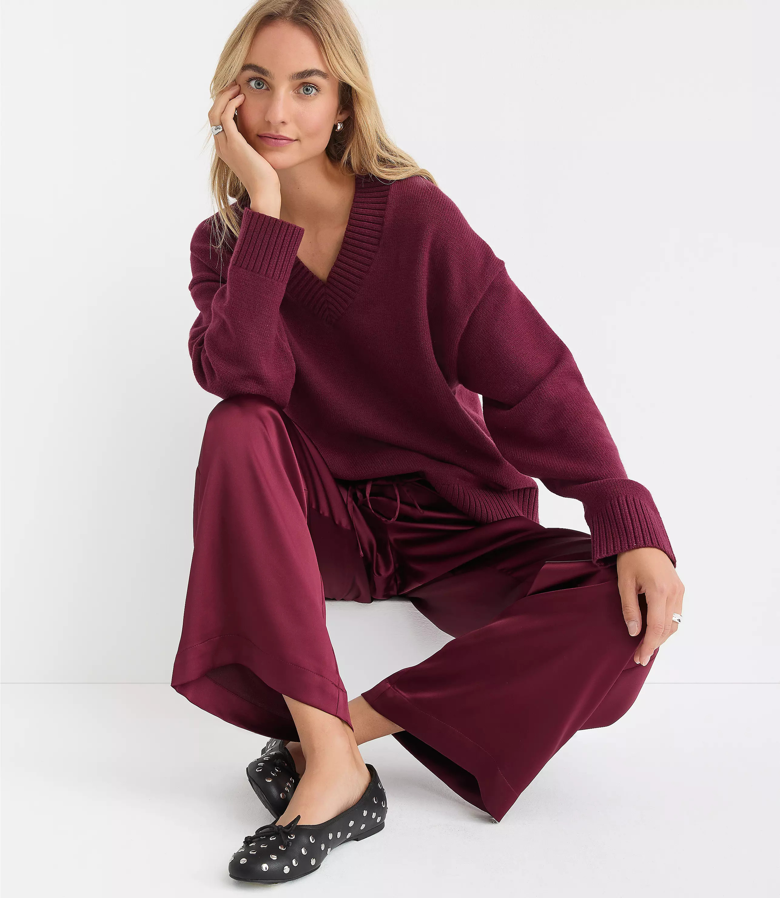 Slouchy V-Neck Sweater | LOFT