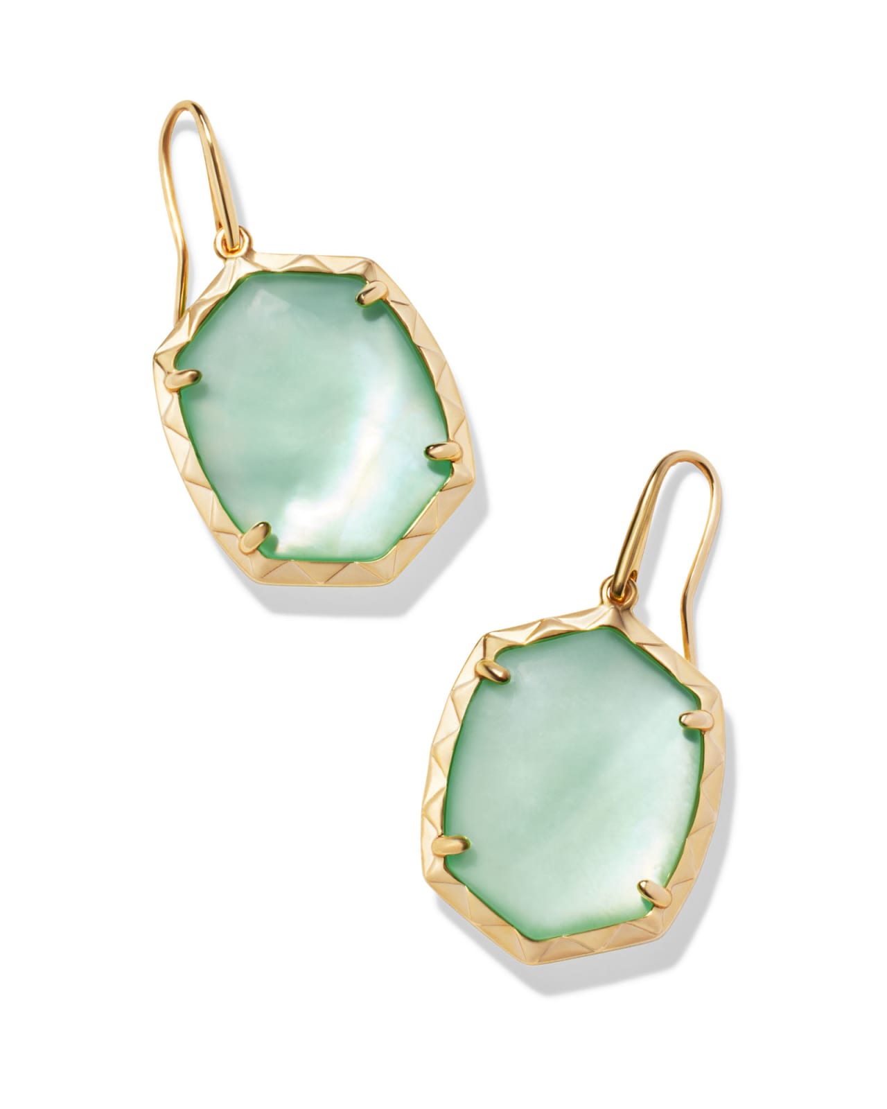 Daphne Gold Drop Earrings in Light Green Mother-of-Pearl | Kendra Scott
