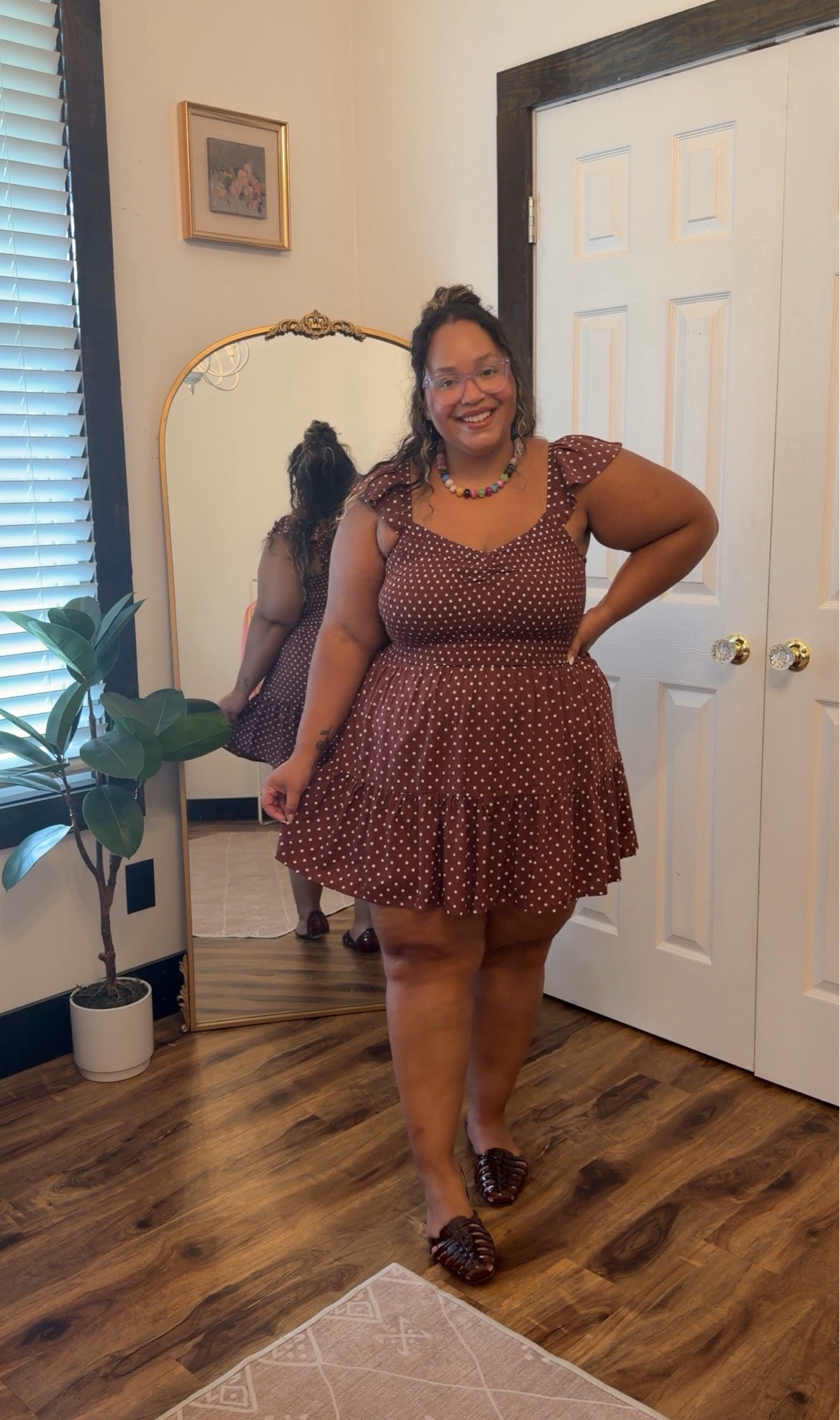 A flowy dress with shorts? I’ll take 10! #Walmartpartner this brown polka dot dress is stretchy, lightweight and perfect for summer as well as the fall transition I’m wearing the XL very TTS #walmartpartner #walmartstyle @walmartstyle

#LTKSaleAlert #LTKPlusSize #LTKPetite