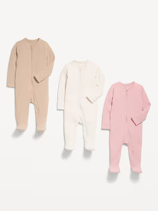 2-Way-Zip Sleep & Play Footed One-Piece 3-Pack for Baby | Old Navy (US)