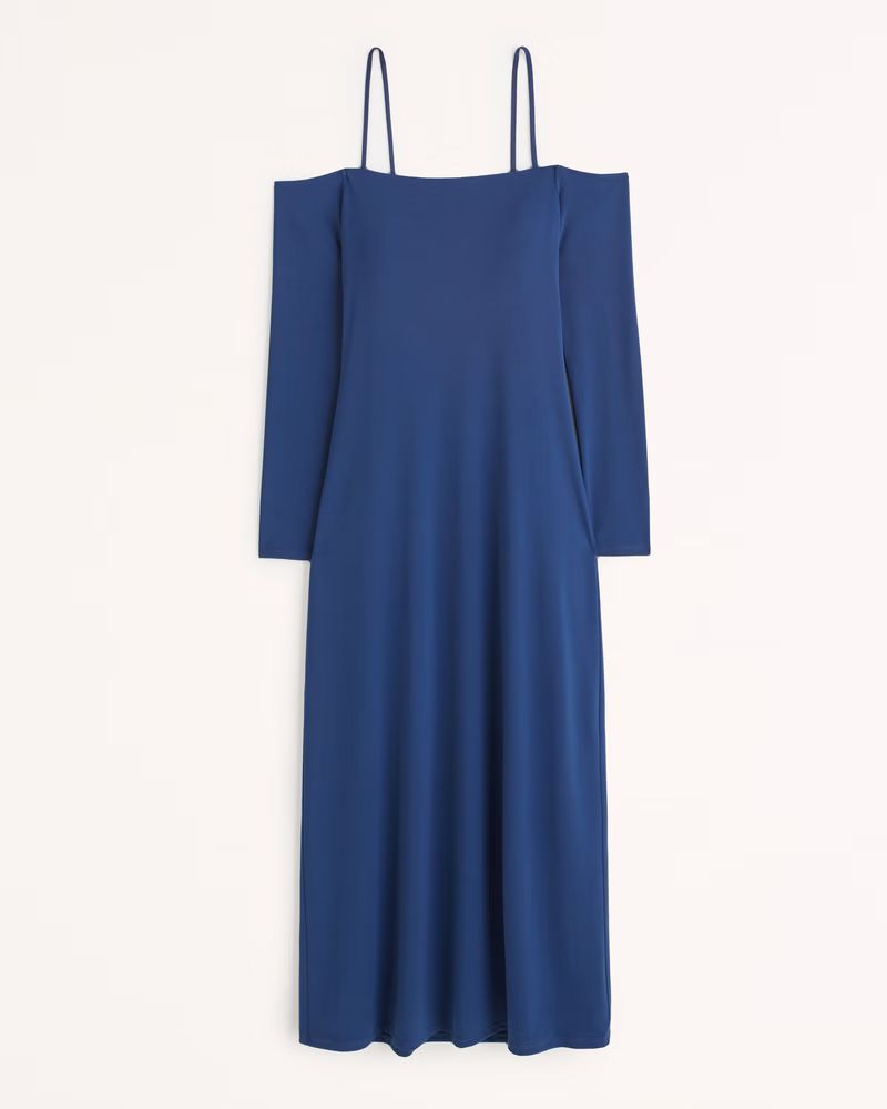 Long-Sleeve Off-The-Shoulder Midi Dress | Abercrombie & Fitch (US)