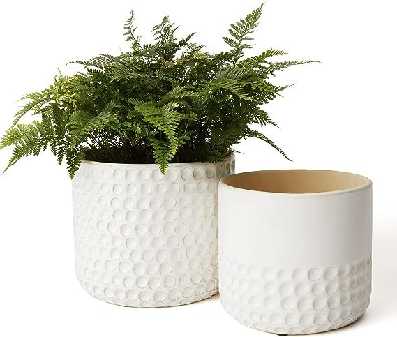 La Jolie Muse Ceramic Planter Flower Plant Pots- 6.7+5.5 Inch Concave Dot Patterned Cylinder Flow... | Amazon (US)