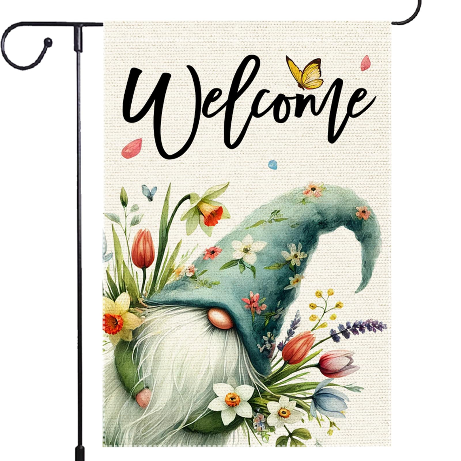 Welcome Spring Summer Tulip Garden Flag Flowers Butterfly Garden Flags 12x18 Inch Burlap Double S... | Amazon (US)