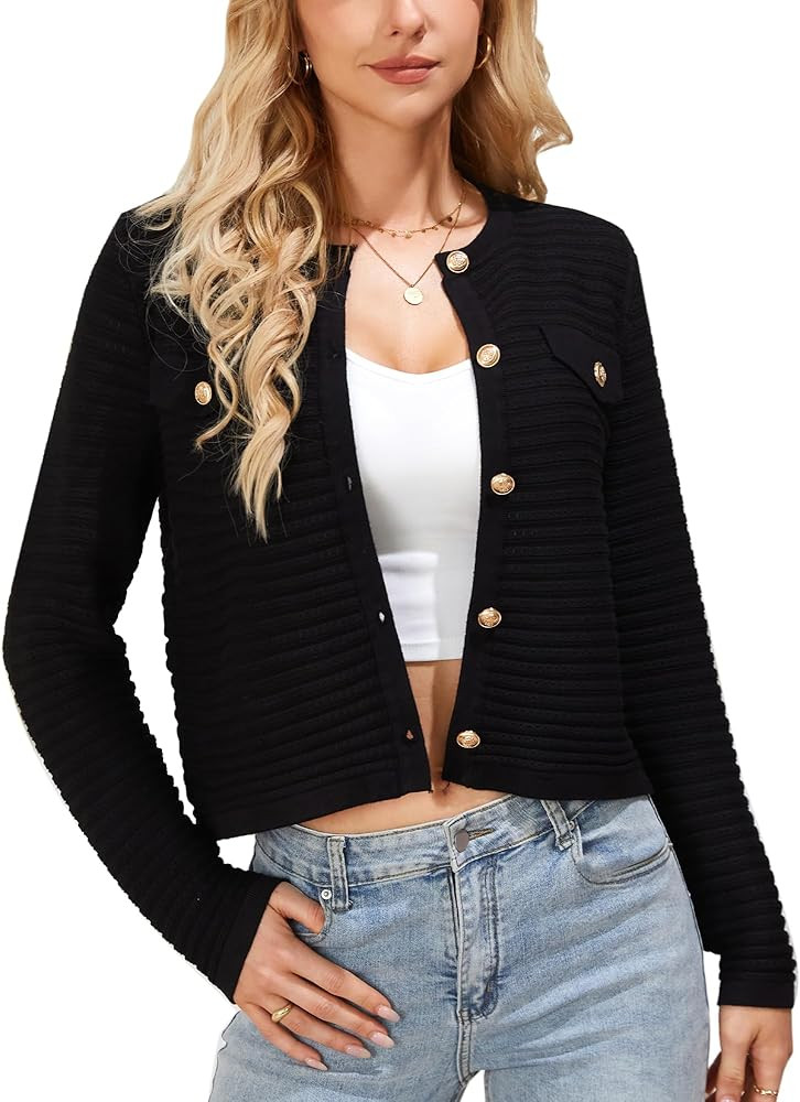 GRACE KARIN Women's Striped Cardigans 2024 Spring Open Front Button Down Knit Sweater Lady Outerw... | Amazon (US)